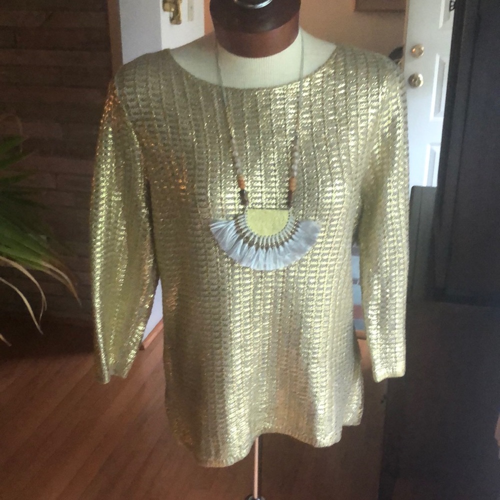 Chico’s Gold Sweater Large New! Gorgeous!